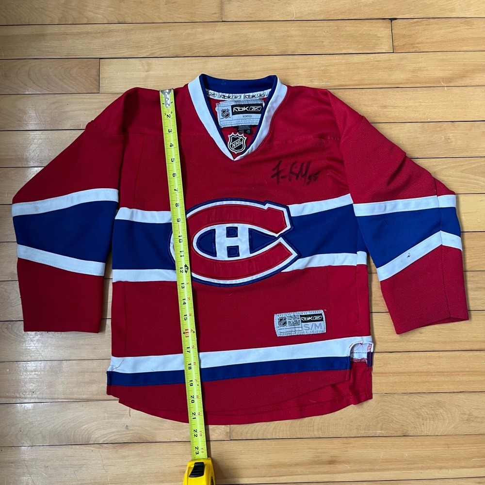 Reebok CCM Montreal Canadiens NHL Youth SM Signed Hockey Jersey Red Blue White - Picture 5 of 7